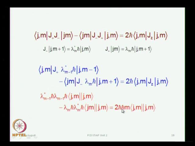 (Refer Slide Time: 24.20) Now, this is a basic commutation relation, which again comes from the basic fundamental definition of angular momentum operators, it is very easy to establish.