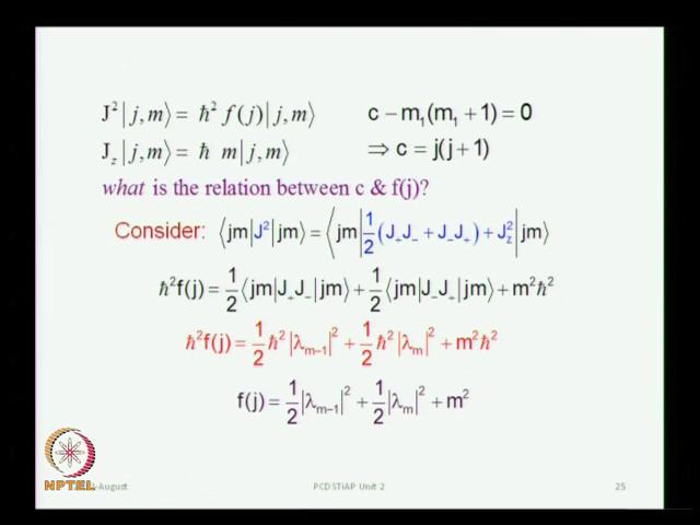 (Refer Slide Time: 35.29) We have to find the relation between c and f j, so that should be emerge a few steps, we already know that, c minus m 1 into m 1 plus 1 is equal to 0.