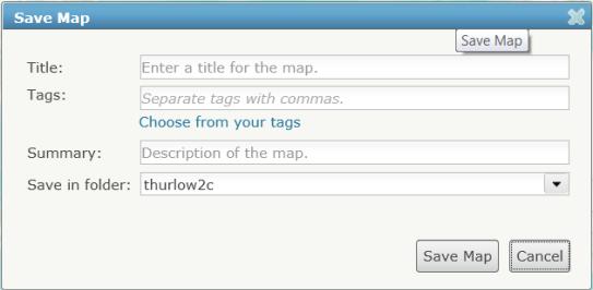 Saving your map. 5. Click the Save button. 6. Fill in the Save Map dialog that appears with the appropriate information.