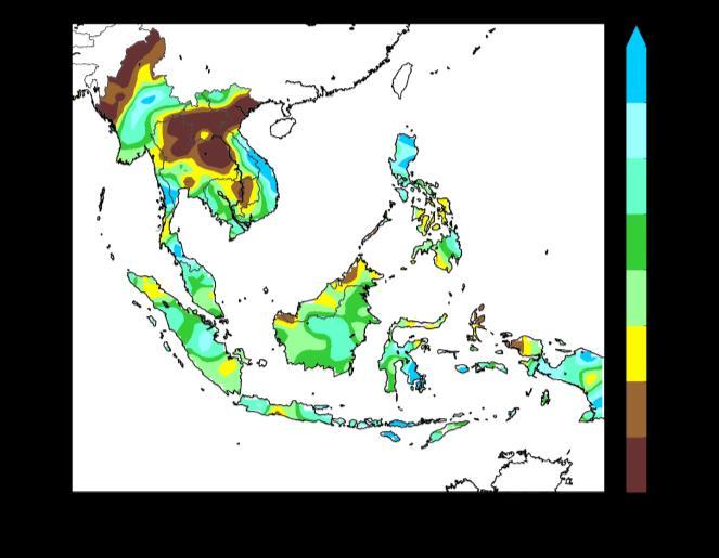 Most of the rainfall in November 2017 was recorded over the southern ASEAN region. The rainfall distribution for November 2017 is shown in Figure 1.