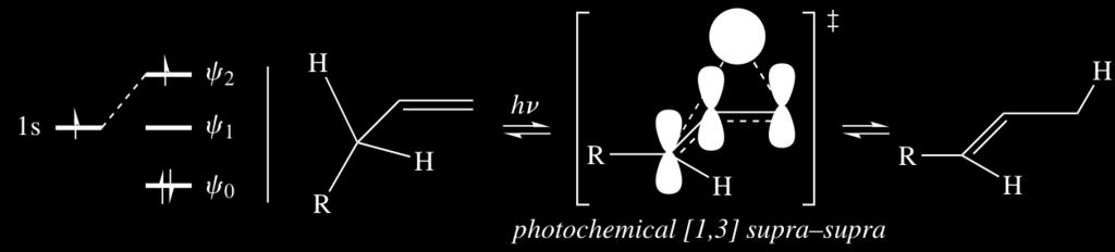 1 In a photochemical [1,3] sigmatropic rearrangement, the stereochemical requirement changes because