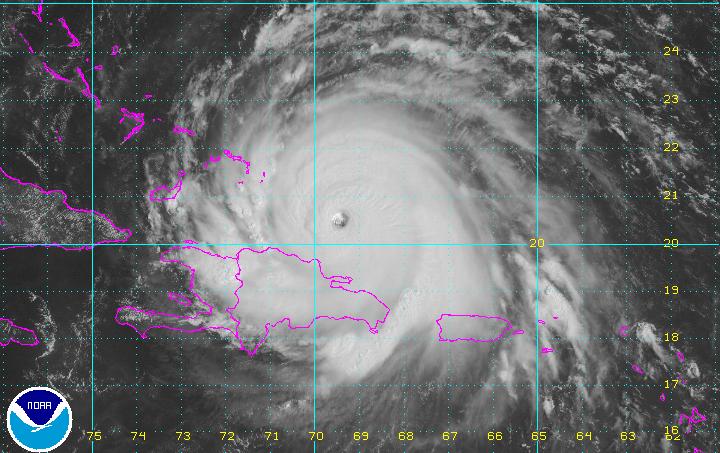 Latest Satellite Picture Source: NOAA Discussion Hurricane Irma, located approximately 120 miles (190 kilometers) southeast of Grand Turk Island, is currently tracking west-northwest at 16 mph (26