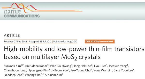 Multilayer MoS 2 Thin-Film Transistor (TFT) SS ~ 70