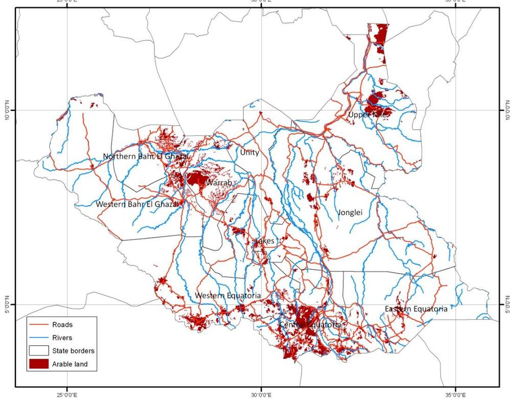 5 South Sudan ARABLE LAND State Total area (ha) arable land (ha)* %
