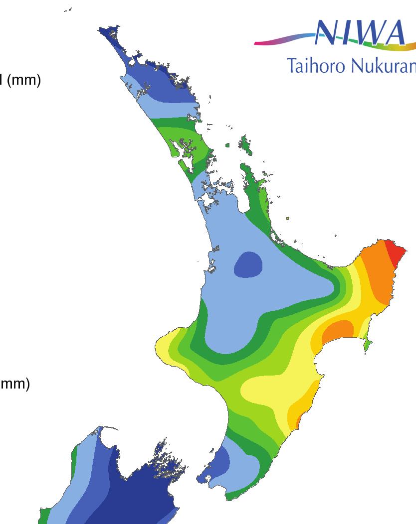 around the New Zealand coastline during February, weakening due to the severe gales associated with Cyclones Fehi and Gita.