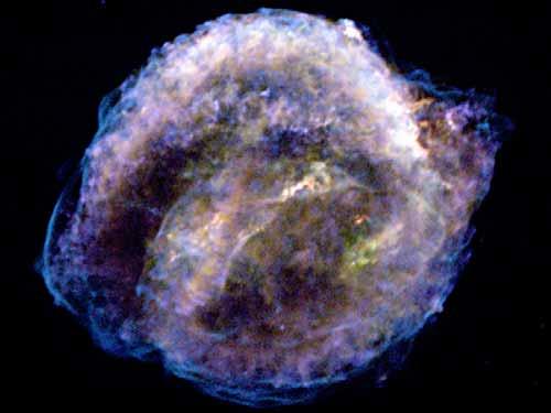 shows the Tycho supernova remnant.