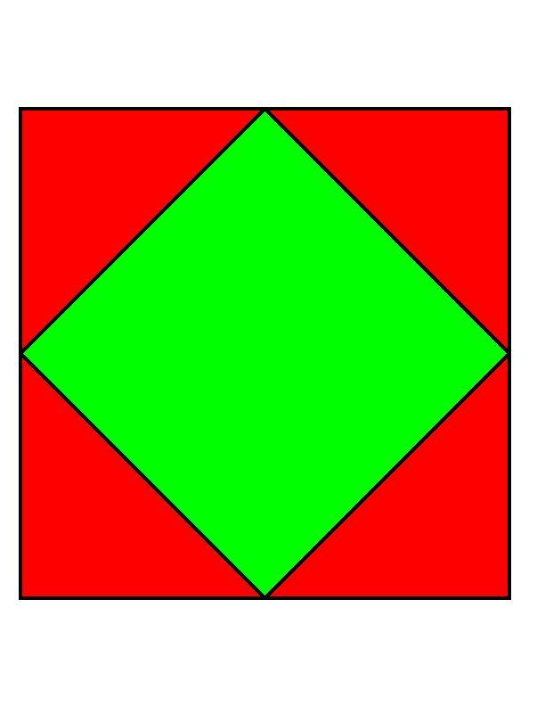 A square inscribed in another square has as vertices the midpoints of the sides of the