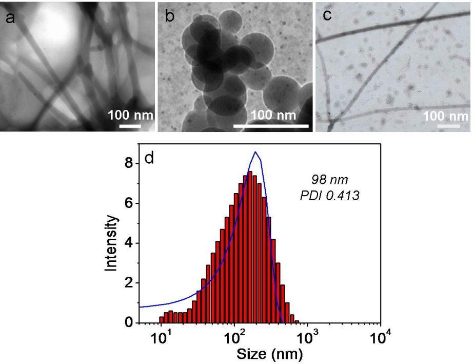 Fig. S8 (a-c) TEM images of the self-assembled Gemini -helical peptide at ph 5.