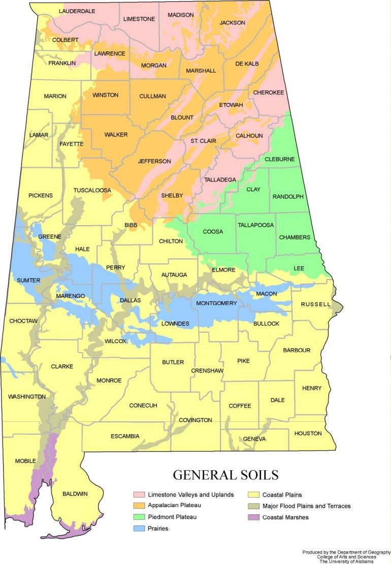 Soils of Alabama Soils in the blue color are
