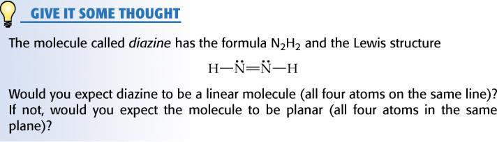 1. The molecule is both linear and planar. 2. The molecule is not linear but is planar.