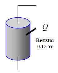 Assuming heat to be transferred uniformly from all surfaces, determine (a) the amount of heat this resistor dissipates during a 24-h period, (b) the heat flux on the surface of the resistor, in W/m2,