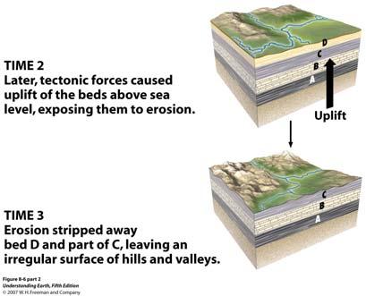 Geologic history from stratigraphy Unconformities Gaps in the stratigraphic record
