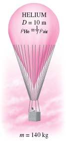 -8-85 A helium balloon tied to the ground carries people. The acceleration of the balloon when it is first released is to be determined.