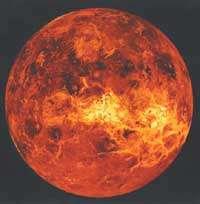 Venus surface Temperature averages about 470 C The pressure of the atmosphere is 90 x that of earth Venus has