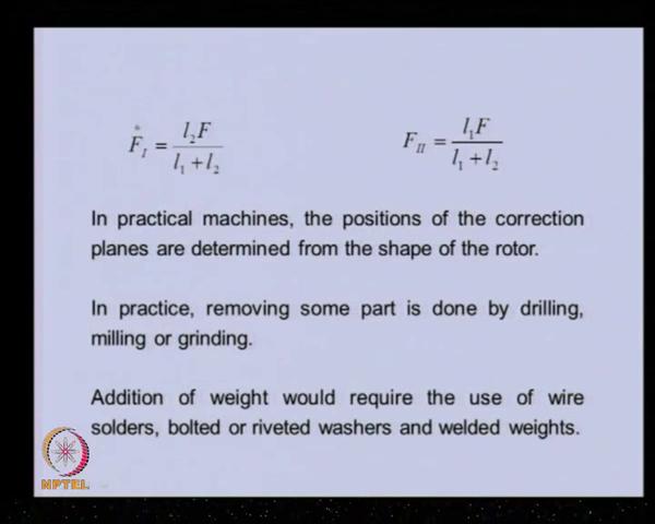 What is the correction mass required in plane one and two?