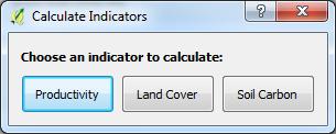 arable land (% of ha). The Calculate indicators button brings up a page that allows calculating datasets associated with the three SDG Target 15.3 sub indicators.
