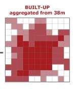 buildings aggregated to 1 km grid cells
