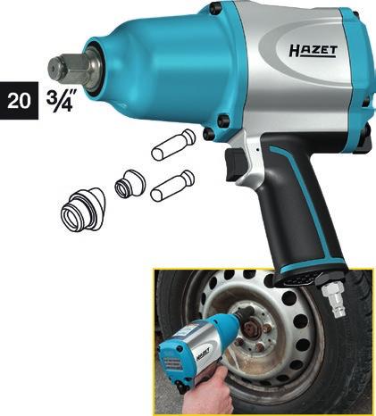 Exhaust air is guided through the handle downwards Easy handling i 20 = 3 Powerful pin clutch mechanism Recommended torque : 000 Air inlet thread: