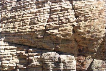 Evidence #3: There are many sedimentary rocks in and near Las Vegas. Sedimentary rocks are formed two ways. One way is the cementing of particles from pre-existing rocks.
