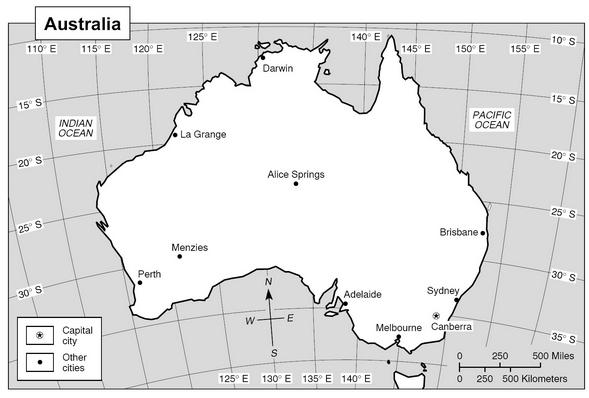 3. According to the map what is the approximate latitude and