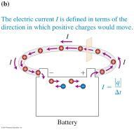 Determine the magnitude and direction of the electric current in the wire. = q t = en t = 1.6x1019 C 1.0x10 17 1 s = 0.