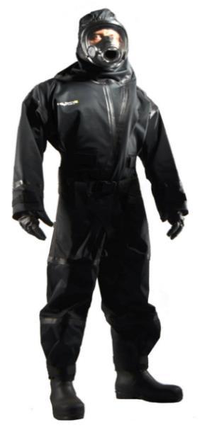 It calls for total encapsulation in a vapor tight chemical suit with self-contained breathing apparatus (SCBA) or supplied air and appropriate accessories.
