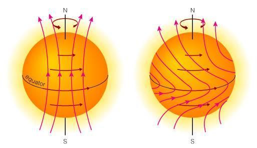 The sunspot cycle has to do with the winding and twisting of the Sun s magnetic field Think of the Sun s magnetic field as lines of bar magnets