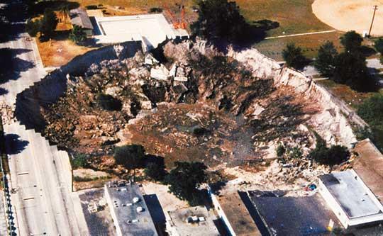 Formation of the sinkhole was initiated by raveling, or gradual downward movement of unconsolidated material into the aven.