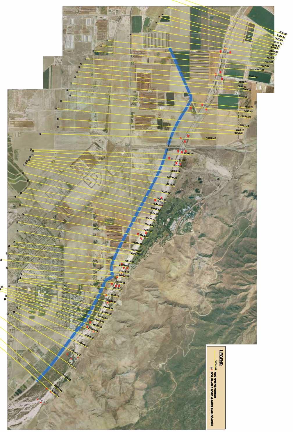 Figure 4-1 Sediment sample locations relative to the proposed levee and