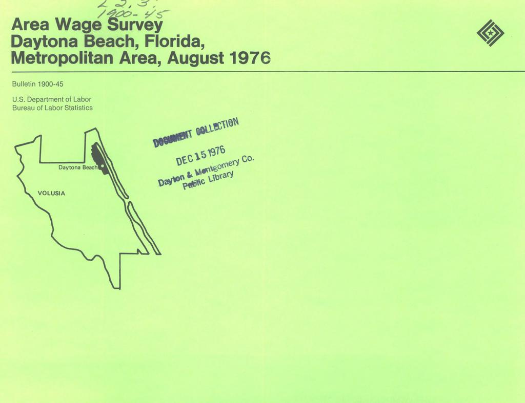 Area Wage Survey Daytona Beach, Florida, Metropolitan Area, August