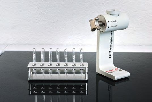 Dispenses 4 5 mg of iron powder with a typical variation of ±2 % for a 325 mesh size Dosing of iron in ca. 5 seconds per tube Accepts any 8 mm O.D. culture tube * The IRMS instrument is a third-party instrument, interfacing with Ionplus AGE 3 and GIS instruments.