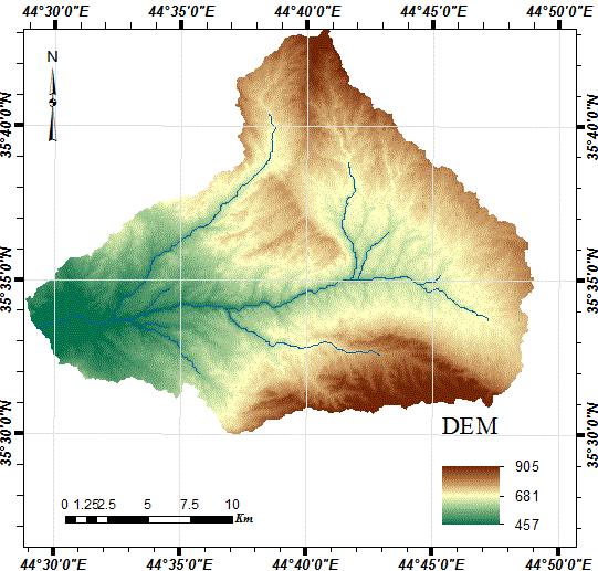 Figure 3. Digital Elevation Model (DEM) for study area Figure4.