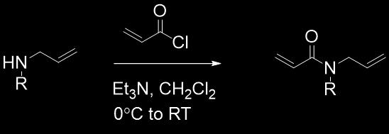 That reaction mixture containing the secondary amine (desired product) and tertiary amine (side product) was used without purification for the subsequent reaction with acryloyl chloride.