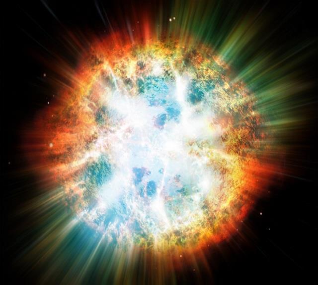 Fourth Stage: Massive star = Supernovae 8 times the sun s mass SUPERNOVAE Supernovae Core of the star begins to shrink becoming hotter and denser creating the elements of the periodic table through