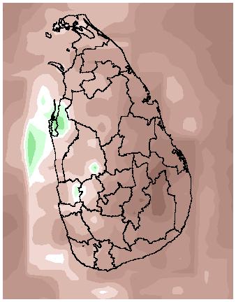 Figure 3: Left: Yearly precipitation anomaly for Sri Lanka estimated from RFE. The rainfall anomalies are computed from the average since 2002.
