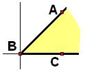 Ext ABC. In the figure below, the shaded region corresponds to the interior of ABC. Of course, the interior also extends indefinitely beyond the shaded part to the upper right.