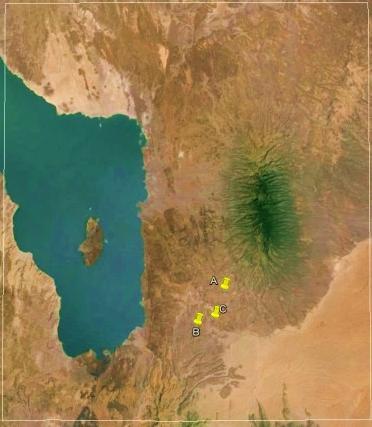 Lake Turkana region has various topographic features that include the Ethiopian highlands to the northeast and East African highlands to the southwest.