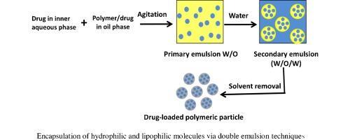 Physical Approach Double Emulsion Double emulsion (water-oil-water) is one method by which polymers can be used to encapsulate hydrophilic drugs in micro- or nano-scale form.