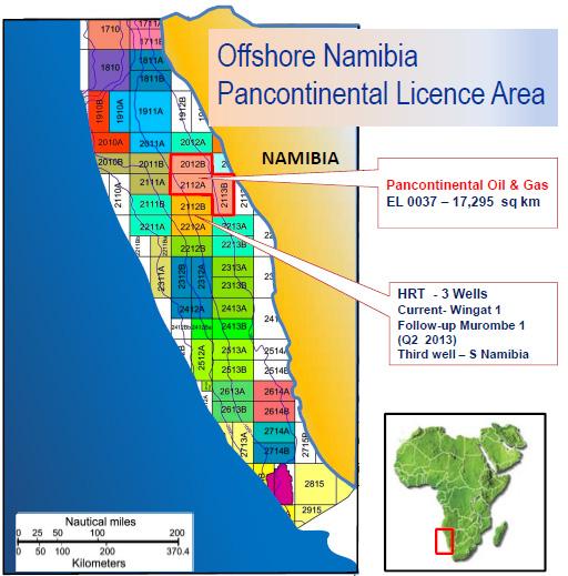 Figure 6- Map of Pancontinental EL 0037 Licence Area NAMIBIA OFFSHORE EL 0037 Pancontinental Oil & Gas NL 95%, Operator Petroleum Exploration Licence No.