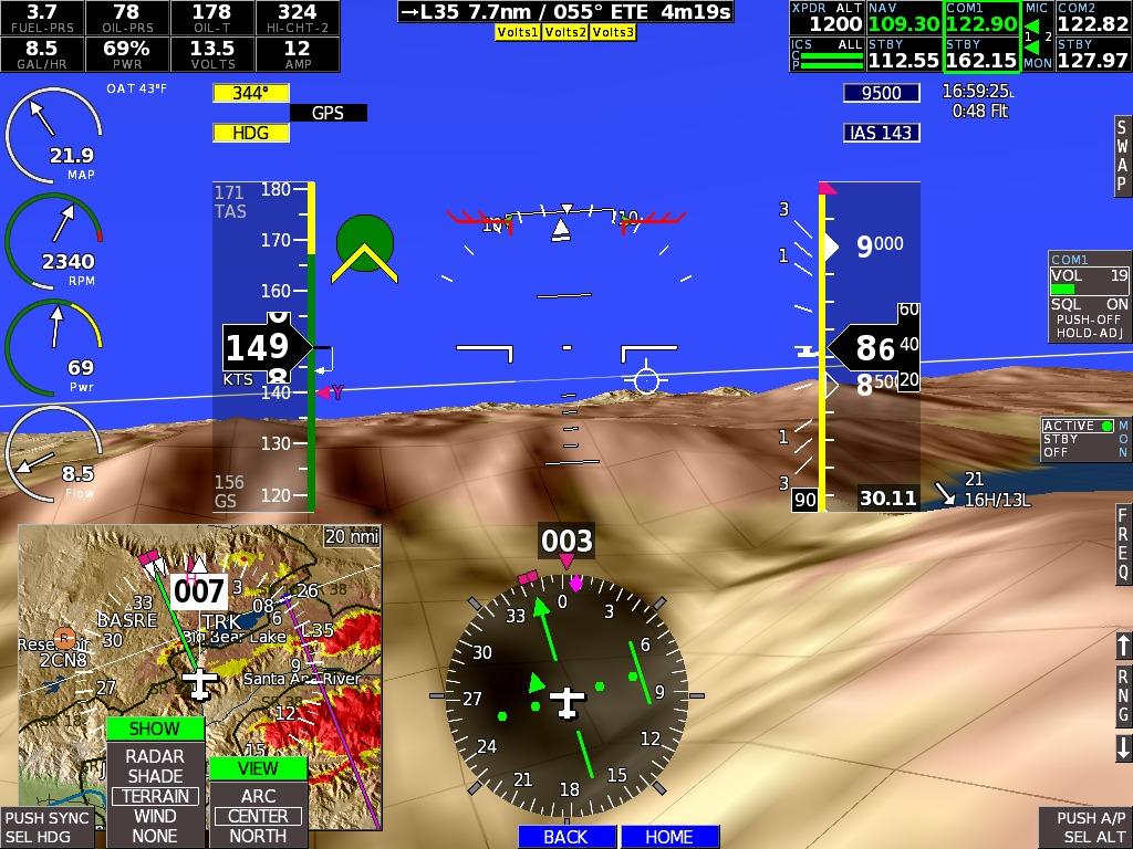 7.2 Terrain on HXr Terrain that is within 1000 feet of the aircraft s altitude can be color coded on both the moving map and the PFD synthetic vision according to the chart at right.