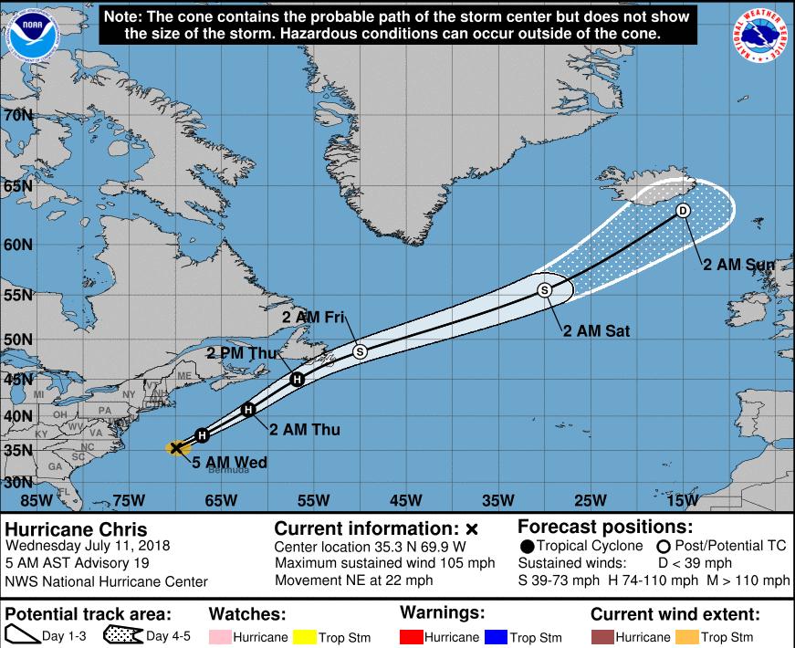 Tropical Outlook Atlantic Hurricane Chris (CAT 2) (Advisory #19 as of 5:00 a.m.