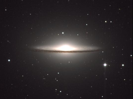 M104 Spiral Galaxy Constellation Virgo Right Ascension Declination Distance Visual Brightness Apparent Dimension 12 : 40.0 (h:m) -11 : 37 (deg:m) 50000 (kly) 8.