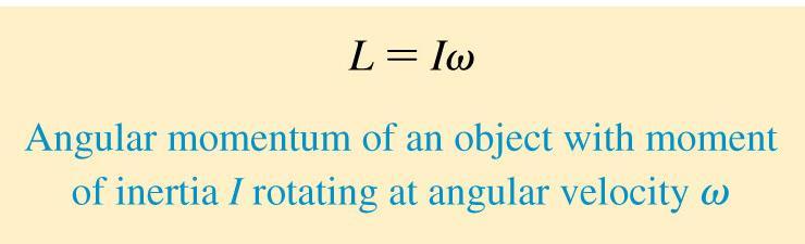 Angular Momentum For linear motion, the impulse-momentum theorem is written The quantity Iω is the rotational equivalent of