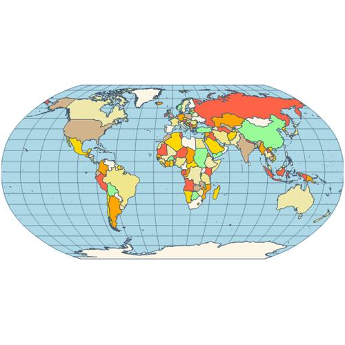 Robinson Distortion: " The most popular and commonly used map projection " The
