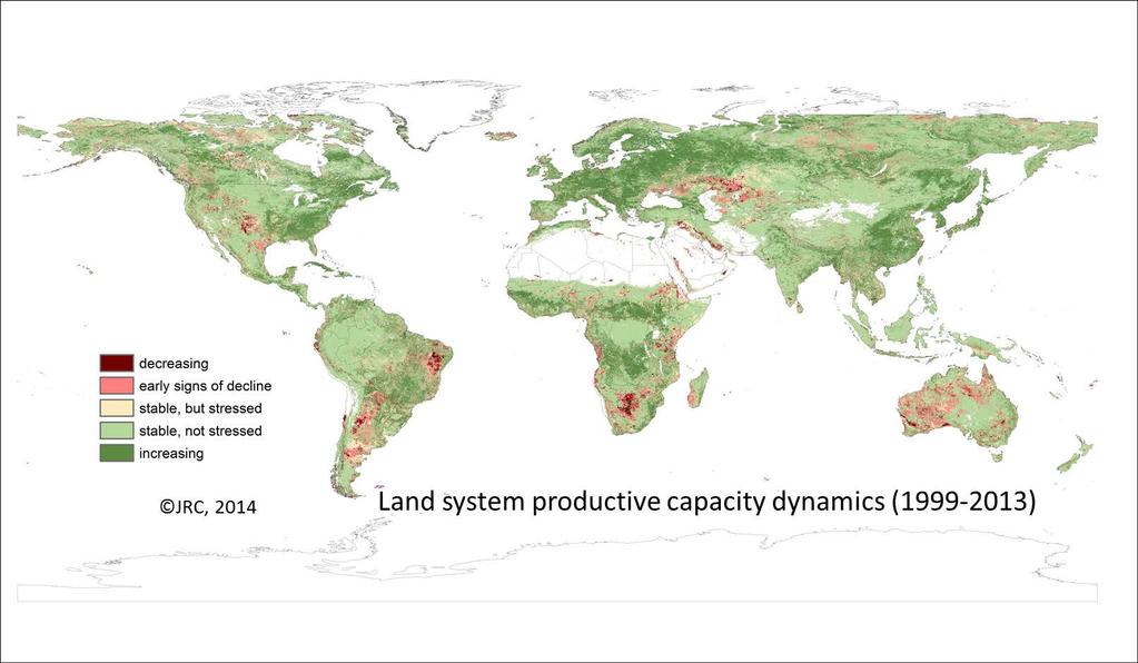 References Cherlet M., Ivits E., Sommer S., Tóth G., Jones A., Montanarella L., Belward A., 2013. Land-Productivity Dynamics in Europe. Towards Valuation of Land Degradation in the EU. http://wad.jrc.