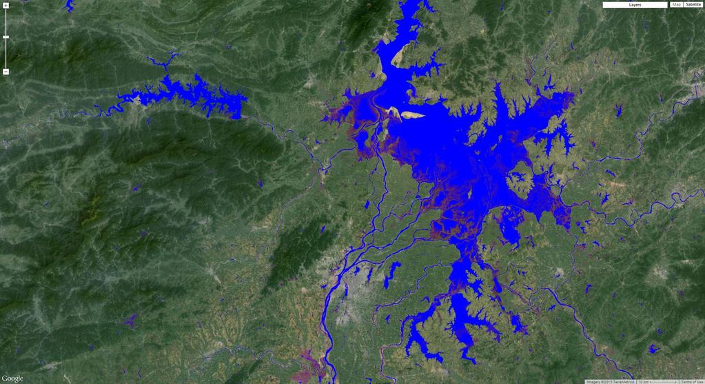 Global Surface Water layer: 30 years change Nanchang Lake