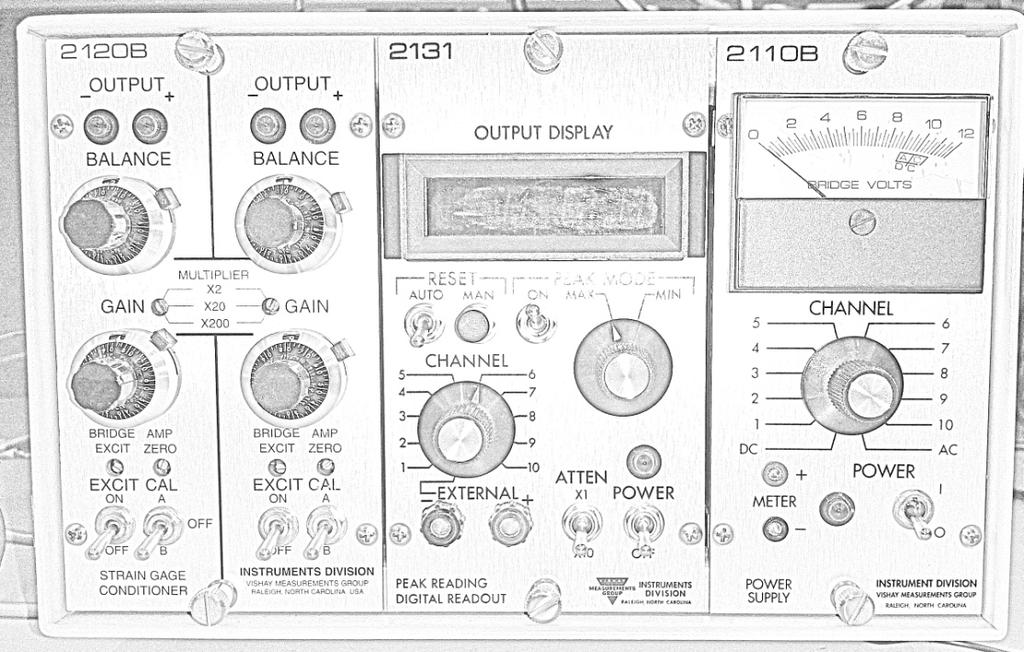 Appendix A: Summary on strain gauge amplifier set up and strain measurement Figure 5: Front panel of the Wheatstone bridge amplifier. Setup 1.