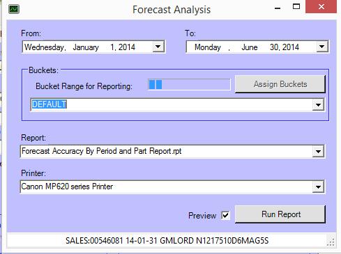 Forecast Analysis Reports: Assign Buckets: sorts and summarizes the sales and forecast
