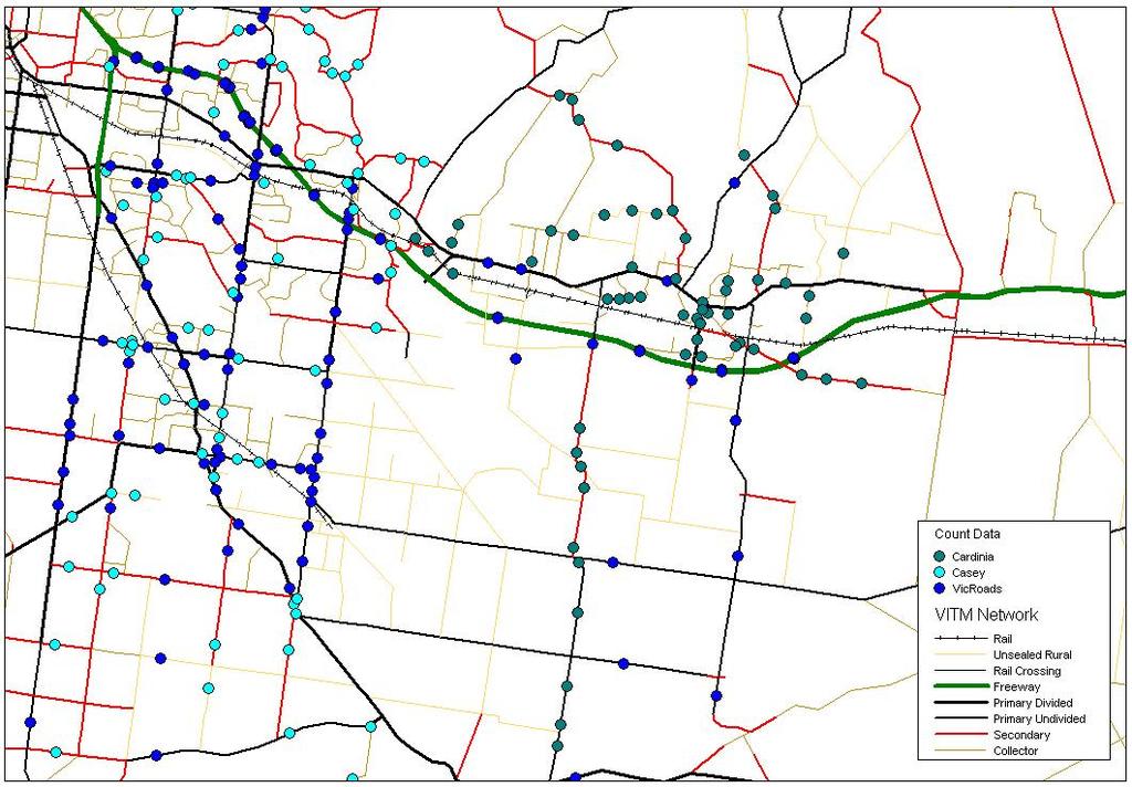 9 Figure 6 Traffic count locations To assist in the validation, four screenlines were created from the hourly VicRoads