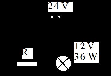 5. lamp is rated at 12 V, 36 W. It is connected in a circuit as shown. Calculate the value of the resistor R that allows the lamp to operate at its normal rating.